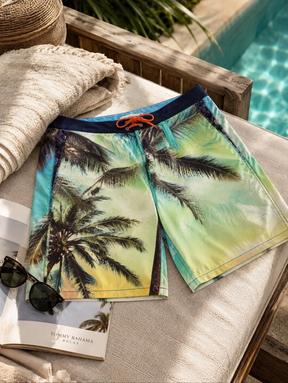 Tommy Bahama Relax Hybrid Board Shorts 34 Tropical Palm Swim Trunks Stretch